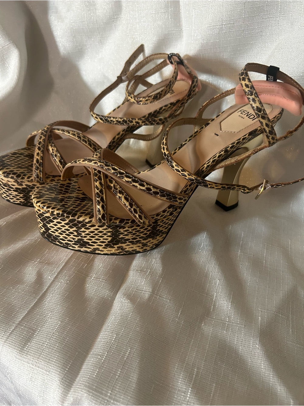 Fendi Leopard-Print Platform Sandals in Yellow and Black